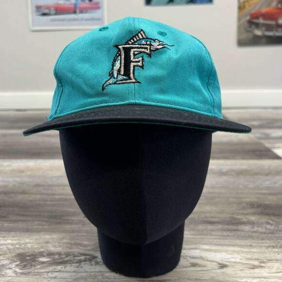 Vintage Twins Enterprises Florida Marlins MLB Teal‎ Mens XL Baseball Cap Hat - Picture 1 of 7